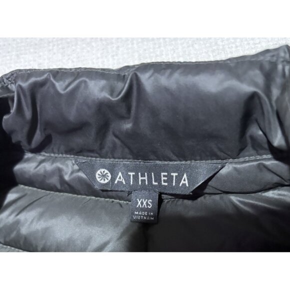 Athleta Downkind Goose Down Jacket Size XXS Gray Snaps Packable Lightweight - Picture 3 of 11